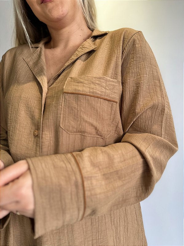 CONJUNTO DE PIJAMA FEMININO LONGO SOFIA | BEGE #SALE