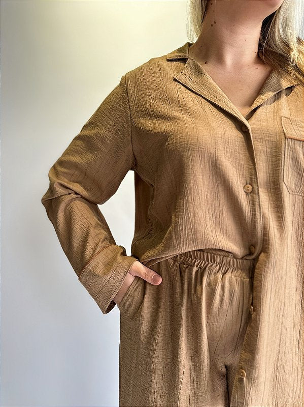 CONJUNTO DE PIJAMA FEMININO LONGO SOFIA | BEGE #SALE