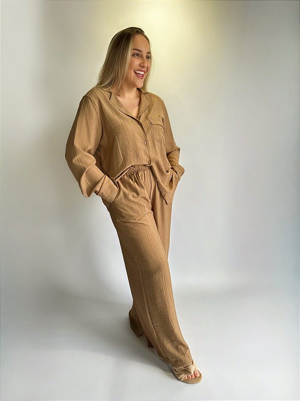 CONJUNTO DE PIJAMA FEMININO LONGO SOFIA | BEGE #SALE