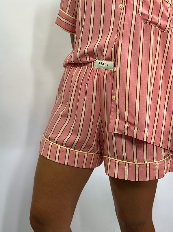 CONJUNTO DE PIJAMA FEMININO TRADICIONAL CURTO | VISCOSE