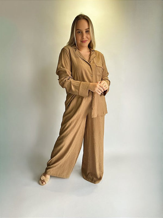 CONJUNTO DE PIJAMA FEMININO LONGO SOFIA | BEGE #SALE